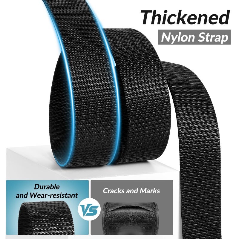 JASGOOD Nylon Military Tactical Men Belt 2 Pack Webbing Outdoor Web Belt With Plastic Buckle Snow Pants Belts, A-Black+Green Khaki, Fits Pant up to 45 Inch - Image 2